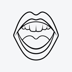 Open human mouth line art vector illustration
