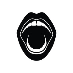 Open human mouth silhouette vector art illustration