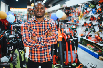 African american man standing in hardware store