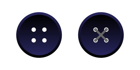 Blue Gradient Round Clothing Buttons with Visible Thread Vector Illustration