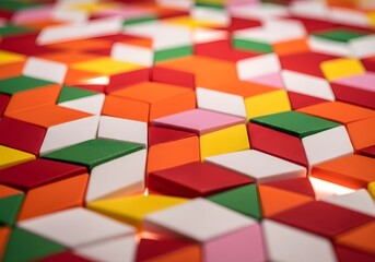 Obraz premium Colorful geometric pattern of isometric cubes in a vibrant mosaic