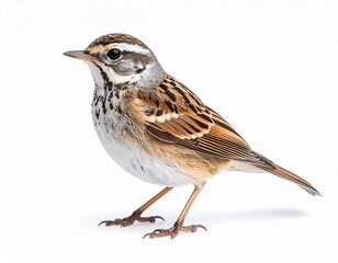 Warbler Bird in Profile: Captivating studio portrait of a small warbler bird, showcasing its detailed plumage, beak, and intricate features in perfect profile.