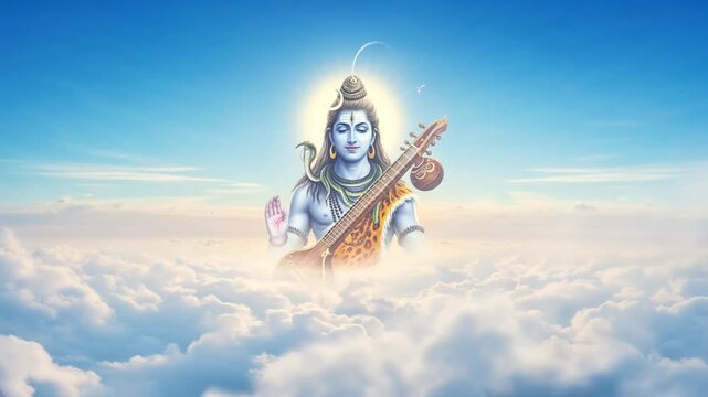 Divine Lord Shiva with Veena &ndash; Symbol of Music, Meditation, and Spiritual Energy