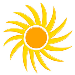 Sun semi flat color raster element. Full sized object on white. Summer sun symbol, design element illustration on transparent background.