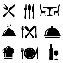 restaurant icons set
