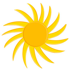 Sun semi flat color raster element. Full sized object on white. Summer sun symbol, design element illustration on transparent background.