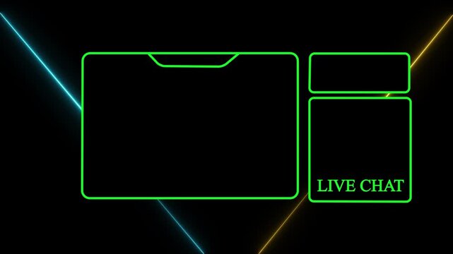 Neon steam overlays intermission screen ,futuristic twitch overlay ,steam starting soon ,intermission screen stream overlays animated stream overlay, starting soon ,whit black background .