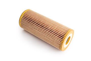 Paper Engine oil filter isolated on white background