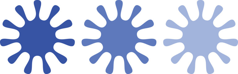 Blue Abstract Splat Shape Icons on White Background