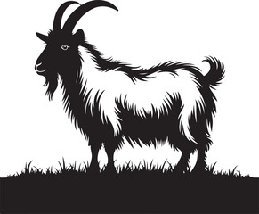 Elegant angora goat silhouette standing gracefully in profile