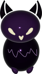 Glossy 3D illustration of a dark bat balloon character with glowing eyes, cute spooky design, perfect for Halloween graphics, icons, stickers, and digital art projects.