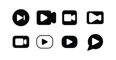 Video camera and play icons collection multimedia symbols set in flat outline and filled design styles movie film recording and digital video icons for modern media design