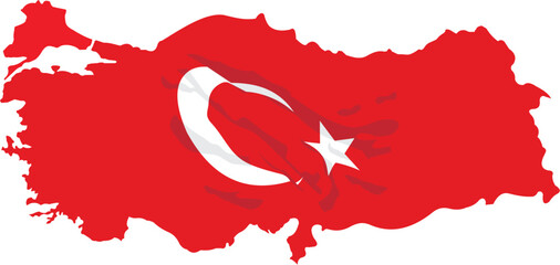T&uuml;rkiye map covered with flag
