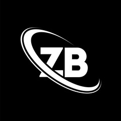 ZB logo. Z B design. White ZB letter. ZB/Z B letter logo design. Initial letter ZB linked circle uppercase monogram logo.
