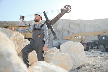Quarry worker doing a quality check