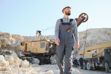 Quarry worker doing a quality check