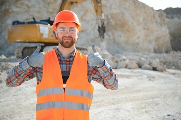 Quarry worker doing a quality check