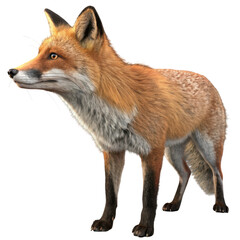 Fototapeta premium Red fox standing profile view isolated on transparent background