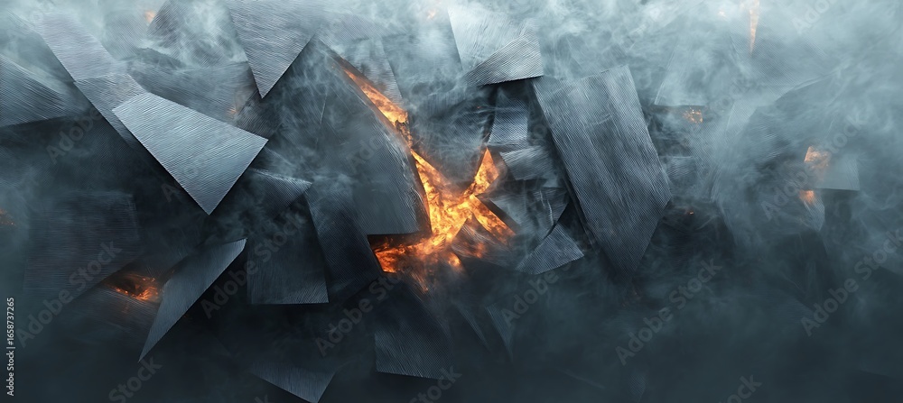 Aufkleber abstract fire explosion background design with smoke and geometric shapes concept for digital art | 
