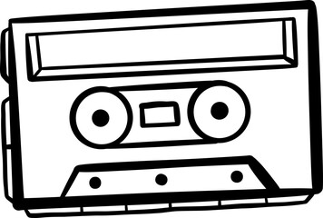 Line Art Cassette Tape Illustration