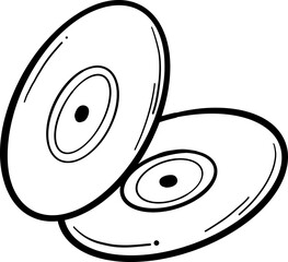 Line Art Music Disc Pair Illustration
