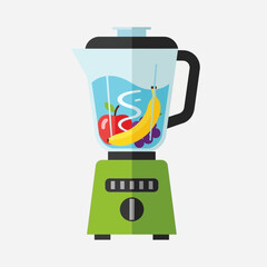 Fototapeta premium Blender with fruit and water preparing a healthy drink.