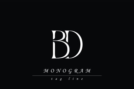 BD Initials Stylized Monogram Design Featuring Intertwined. Artistic representation of monogram initials creatively arranged and displayed.