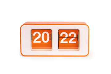Retro Flip clock with 2022 number isolated on white background. New year concept