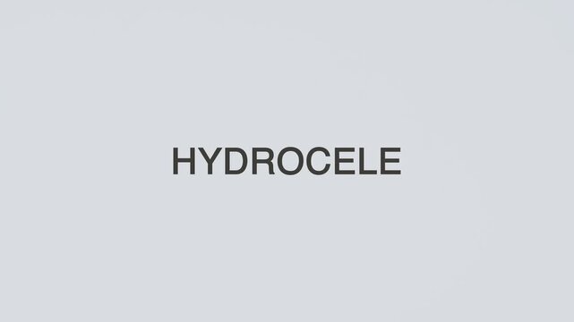 Hydrocele concept word hand holding stethoscope on white background for scrotal monitoring, diagnosis, treatment, prevention, wellness, and hydrocele awareness