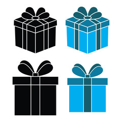 Set of gift box icon vector. Gift boxes with ribbon icons. Present, birthday, valentine, wedding event, party, celebration and christmas box design. Vector illustration.