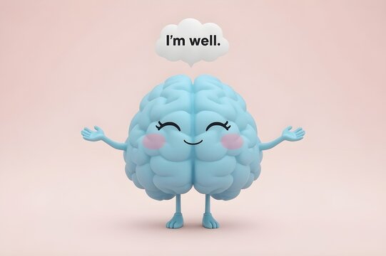 A healthy, happy brain in a solid background.mental health day concept.	