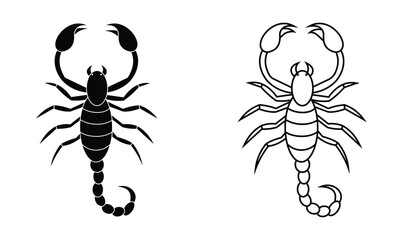 Scorpion icon vector design. Silhouette of scorpion vector symbol. Outline icon of scorpion, poisonous disert animal. Vector illustration.