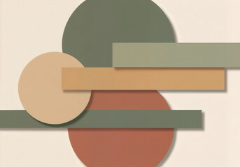 layered art deco shapes minimalist abstract background in earth tones