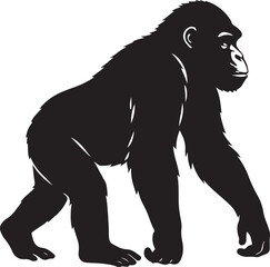 Stylized ape silhouette in vibrant color palette illustration