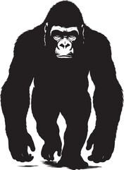 Stylized silhouette of a gorilla in motion artistic vector illustration