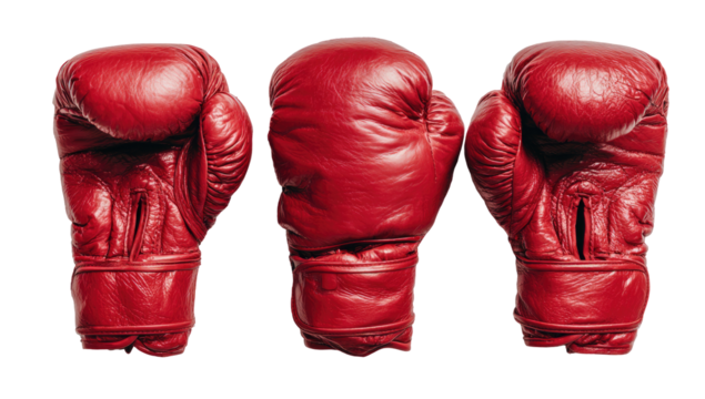 Three red boxing gloves