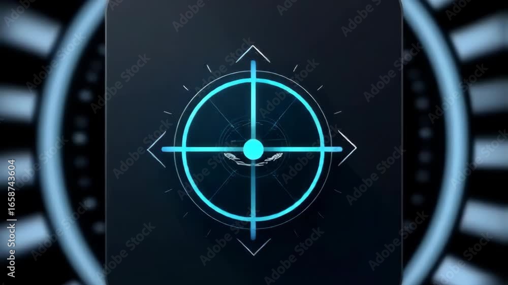 Poster futuristic target interface: dynamic digital aiming and precision focus