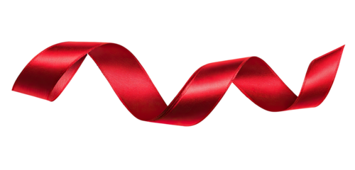 Red ribbon, curved and swirling against a black background.  Glossy, detailed texture