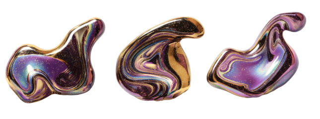 Abstract liquid forms, iridescent colors