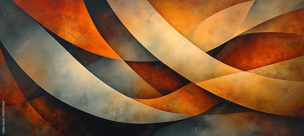 Poster abstract art design with flowing curves and warm color palette for modern home decor and office spac
