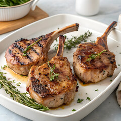 Three delicious grilled pork chops
