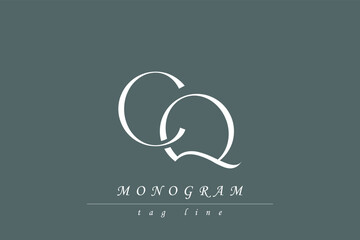 CQ Initials Stylized Monogram Design Featuring Intertwined. Artistic representation of monogram initials creatively arranged and displayed.