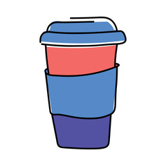 Single-line hand-drawn doodle coffee cup symbol illustration