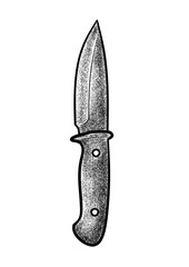 old hunting knife in dotwork style
