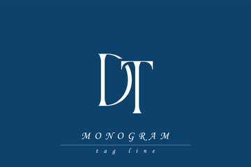 DT Initials Stylized Monogram Design Featuring Intertwined. Artistic representation of monogram initials creatively arranged and displayed.