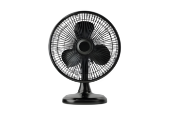 Black desk fan isolated on transparent background