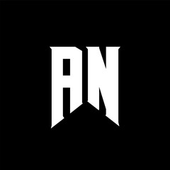 AN Letter Logo Design. Initial letters AN gaming's logo icon for technology companies. Tech letter AN minimal logo design template. AN letter design vector with white and black colors. AN