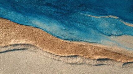 Colorful sand and ocean wave pattern with warm hues at a beach on a sunny day