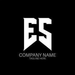 ES Letter Logo Design. Initial letters ES gaming's logo icon for technology companies. Tech letter ES minimal logo design template. ES letter design vector with white and black colors. ES