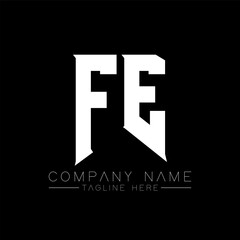 Obraz premium FE Letter Logo Design. Initial letters FE gaming's logo icon for technology companies. Tech letter FE minimal logo design template. FE letter design vector with white and black colors. FE